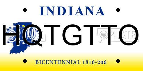 HQTGTTO Indiana License Plate