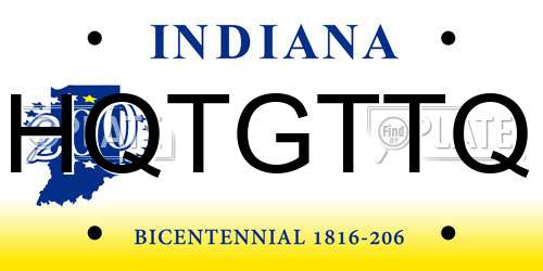 HQTGTTQ Indiana License Plate