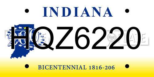 HQZ6220 Indiana License Plate