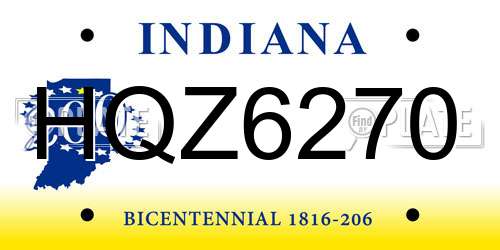 HQZ6270 Indiana License Plate