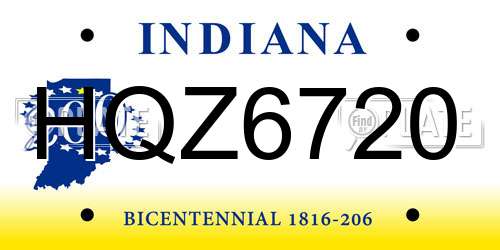 HQZ6720 Indiana License Plate