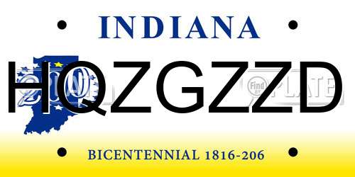 HQZGZZD Indiana License Plate