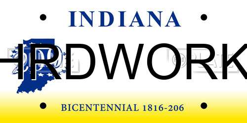HRDWORK Indiana License Plate
