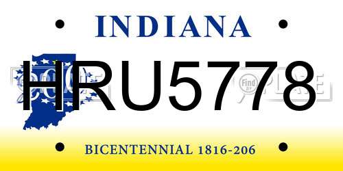 HRU5778 Indiana License Plate