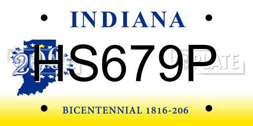 HS679P Indiana License Plate