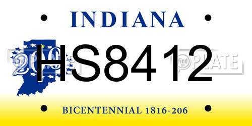 HS8412 Indiana License Plate