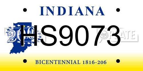 HS9073 Indiana License Plate