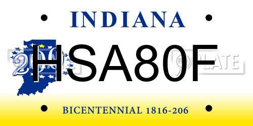 HSA80F Indiana License Plate