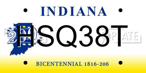 HSQ38T Indiana License Plate