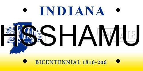 HSSHAMU Indiana License Plate
