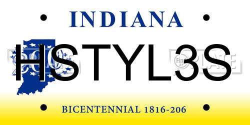 HSTYL3S Indiana License Plate