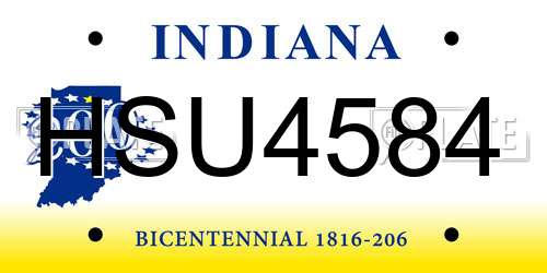 HSU4584 Indiana License Plate