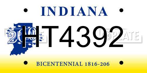 HT4392 Indiana License Plate