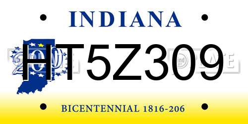 HT5Z309 Indiana License Plate