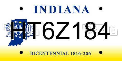 HT6Z184 Indiana License Plate