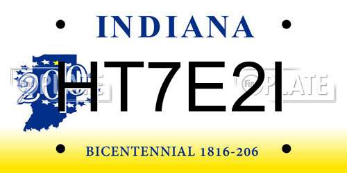 HT7E2I Indiana License Plate