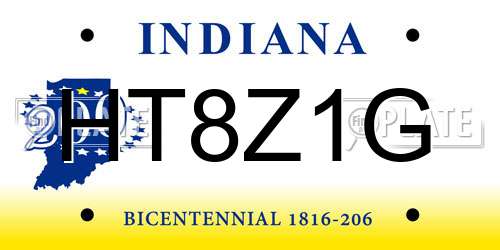 HT8Z1G Indiana License Plate