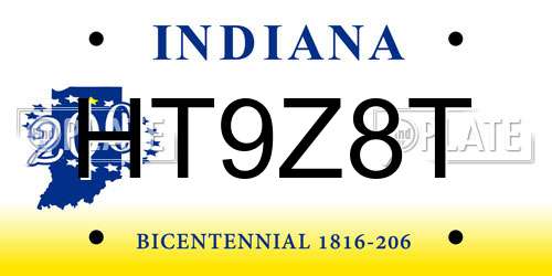 HT9Z8T Indiana License Plate