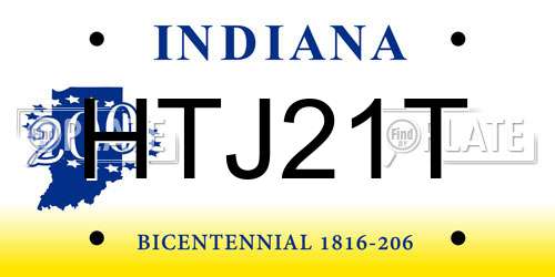 HTJ21T Indiana License Plate