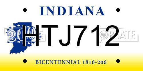 HTJ712 Indiana License Plate