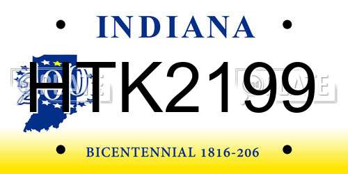 HTK2199 Indiana License Plate