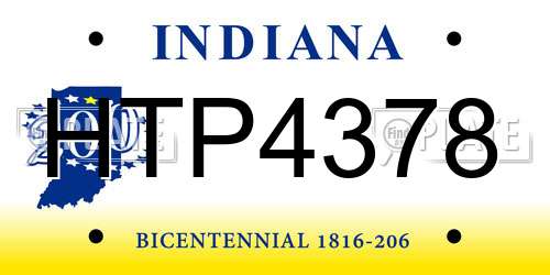 HTP4378 Indiana License Plate