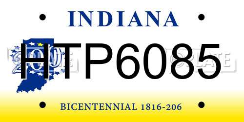 HTP6085 Indiana License Plate