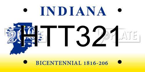 HTT321 Indiana License Plate