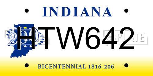 HTW642 Indiana License Plate