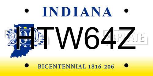 HTW64Z Indiana License Plate