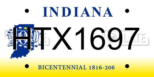 HTX1697 Indiana License Plate
