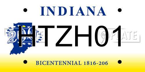 HTZH01 Indiana License Plate