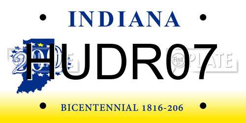 HUDR07 Indiana License Plate