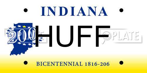 HUFF Indiana License Plate