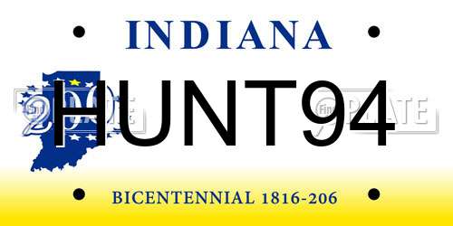 HUNT94 Indiana License Plate