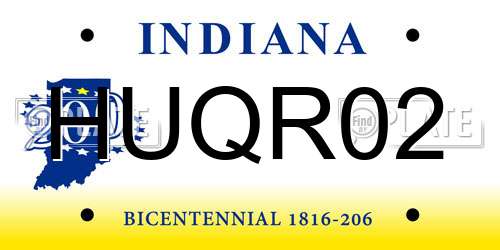 HUQR02 Indiana License Plate