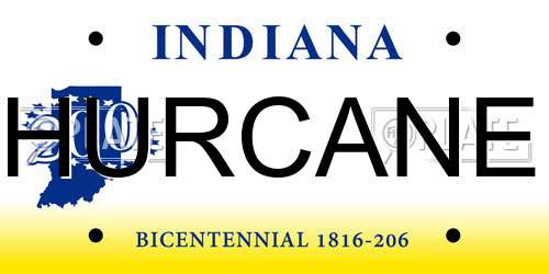 HURCANE Indiana License Plate