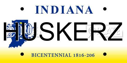 HUSKERZ Indiana License Plate