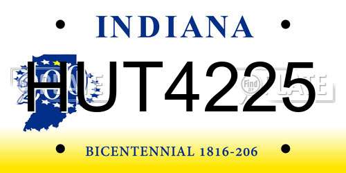 HUT4225 Indiana License Plate
