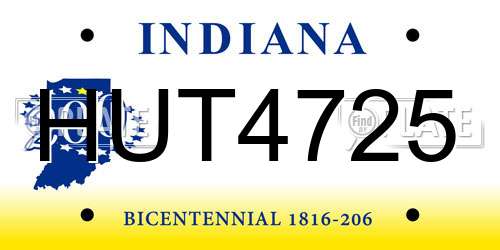 HUT4725 Indiana License Plate