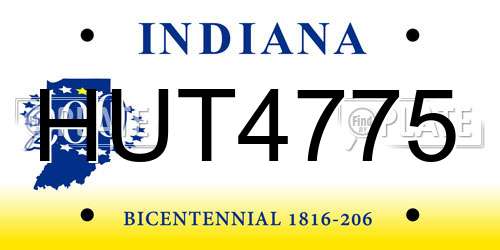 HUT4775 Indiana License Plate