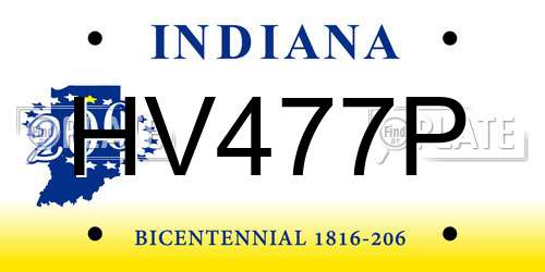 HV477P Indiana License Plate