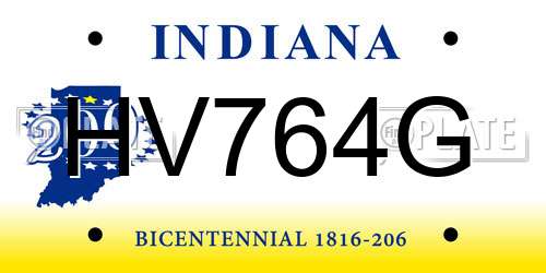 HV764G Indiana License Plate