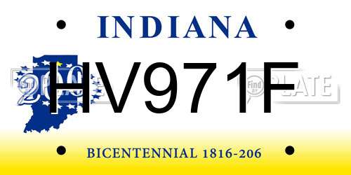 HV971F Indiana License Plate