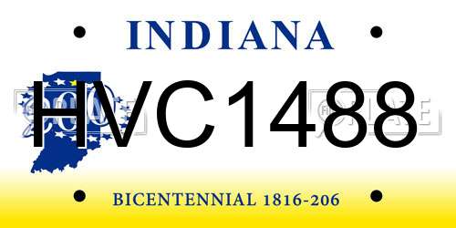 HVC1488 Indiana License Plate