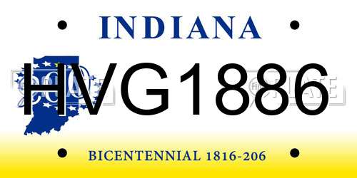 HVG1886 Indiana License Plate