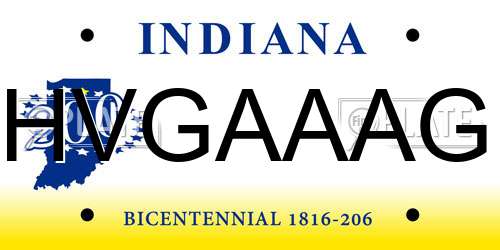 HVGAAAG Indiana License Plate
