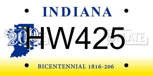 HW425 Indiana License Plate