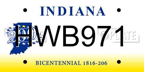 HWB971 Indiana License Plate