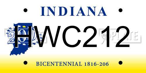 HWC212 Indiana License Plate